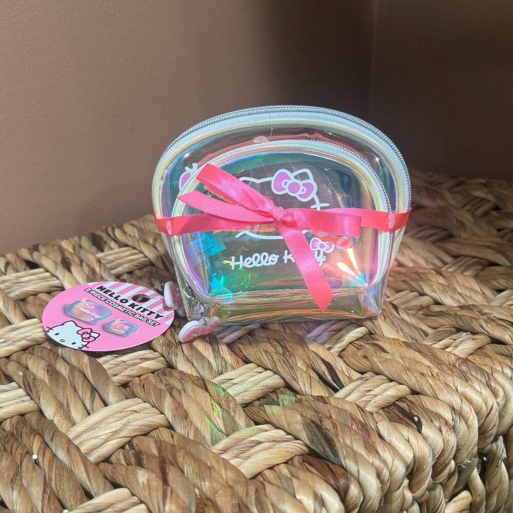 Hello Kitty 2 piece iridescent cosmetic bag set